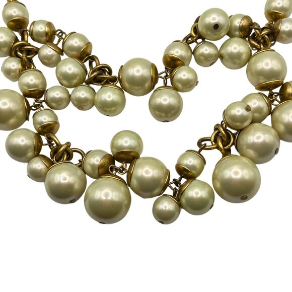 Stella & Dot Daphne Pearl Statement Necklace Gold Vintage Style - Picture 3 of 4